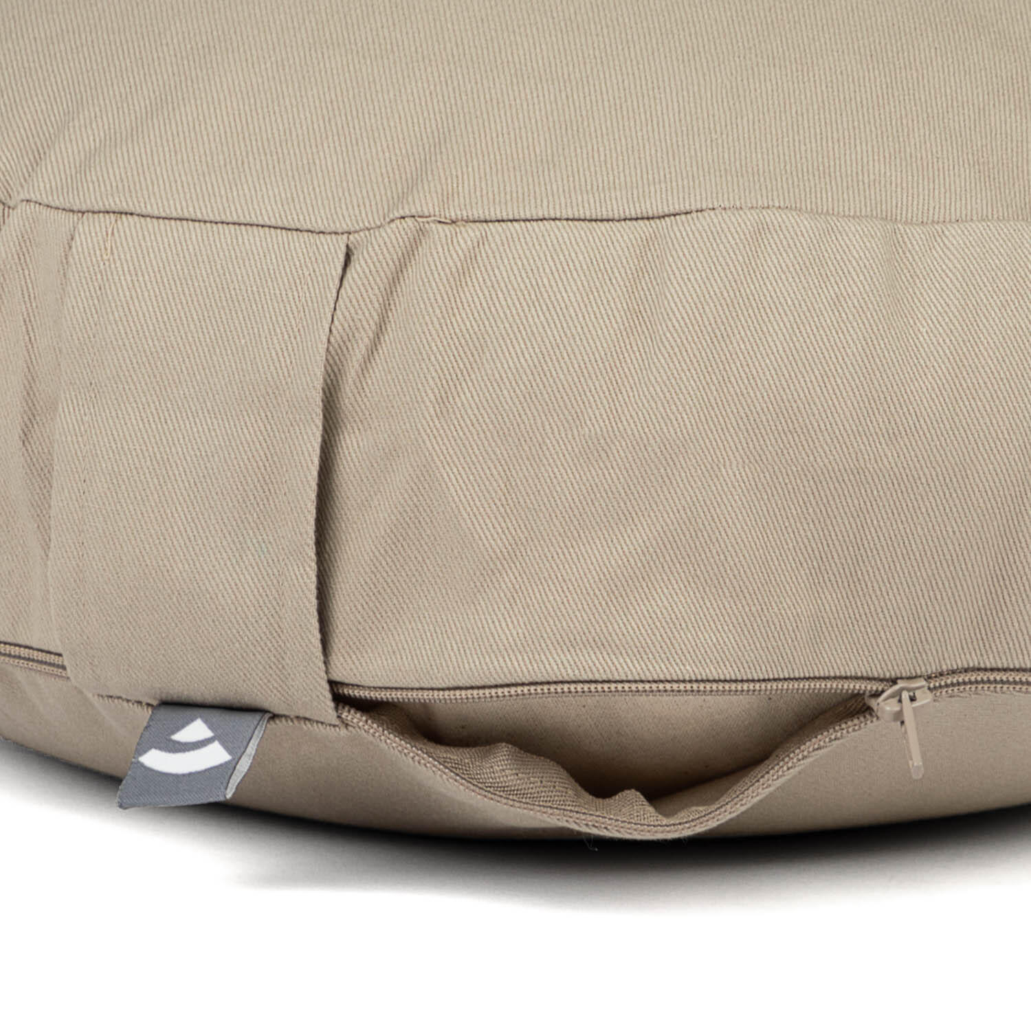 Meditationskissen RONDO ECO EXTRA FLACH light taupe | Dinkelhülsen 3/4