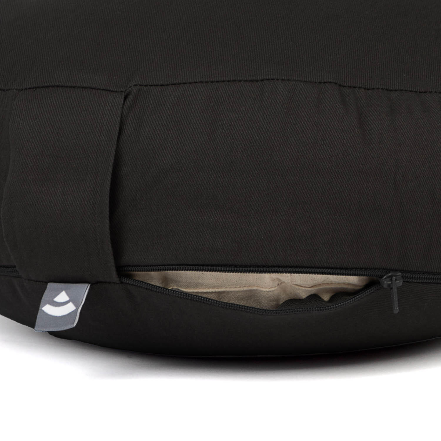 Meditationskissen RONDO ECO EXTRA FLACH schwarz | Dinkelhülsen 3/4