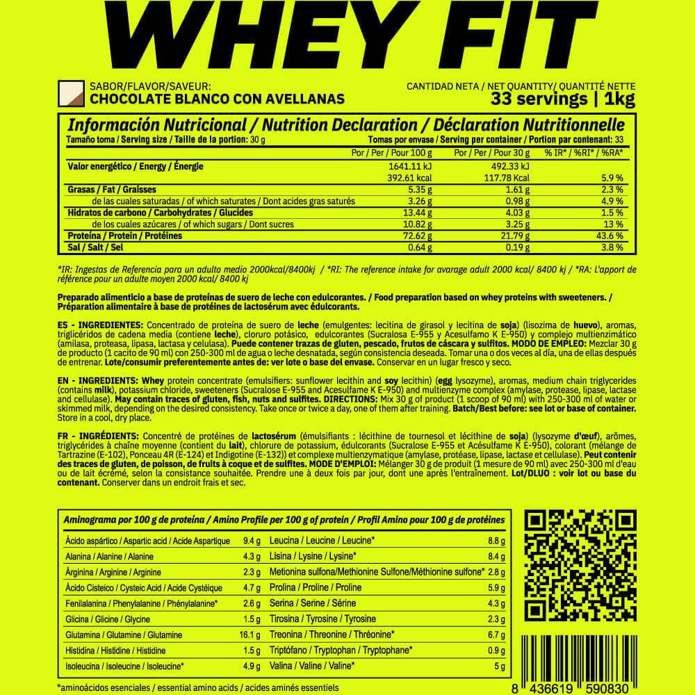 Whey FIT - 1 kg witte chocolade met hazelnoten Masmusculo 5/5