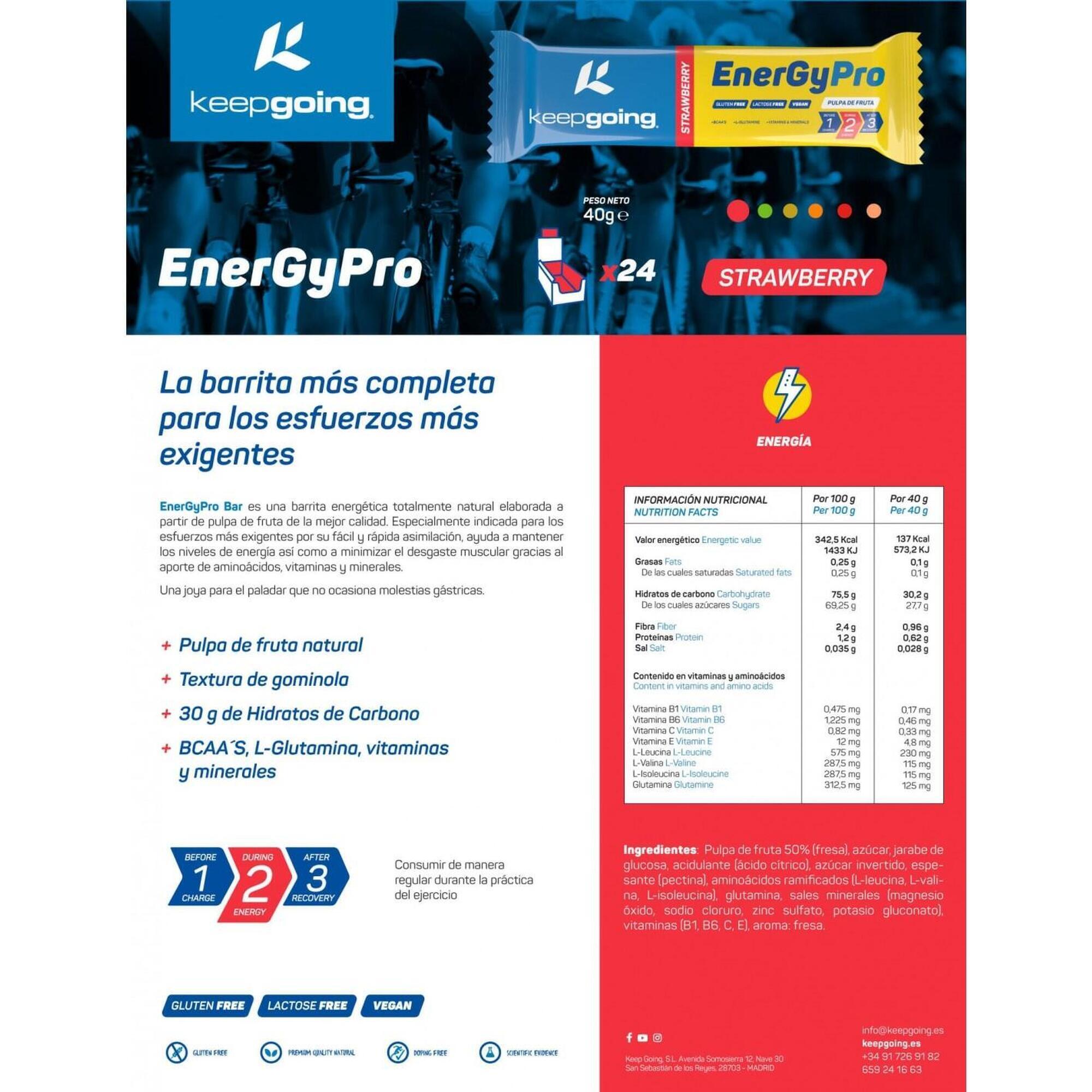 Barrita Energética Natural Energía Pro "EnergyPro Bar" de Fresa 1x40g 6/6