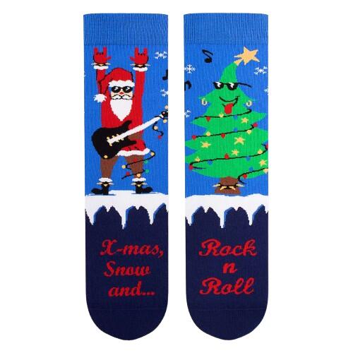 Șosete din bumbac de Crăciun Arty Socks Santa Rocker - Albastru