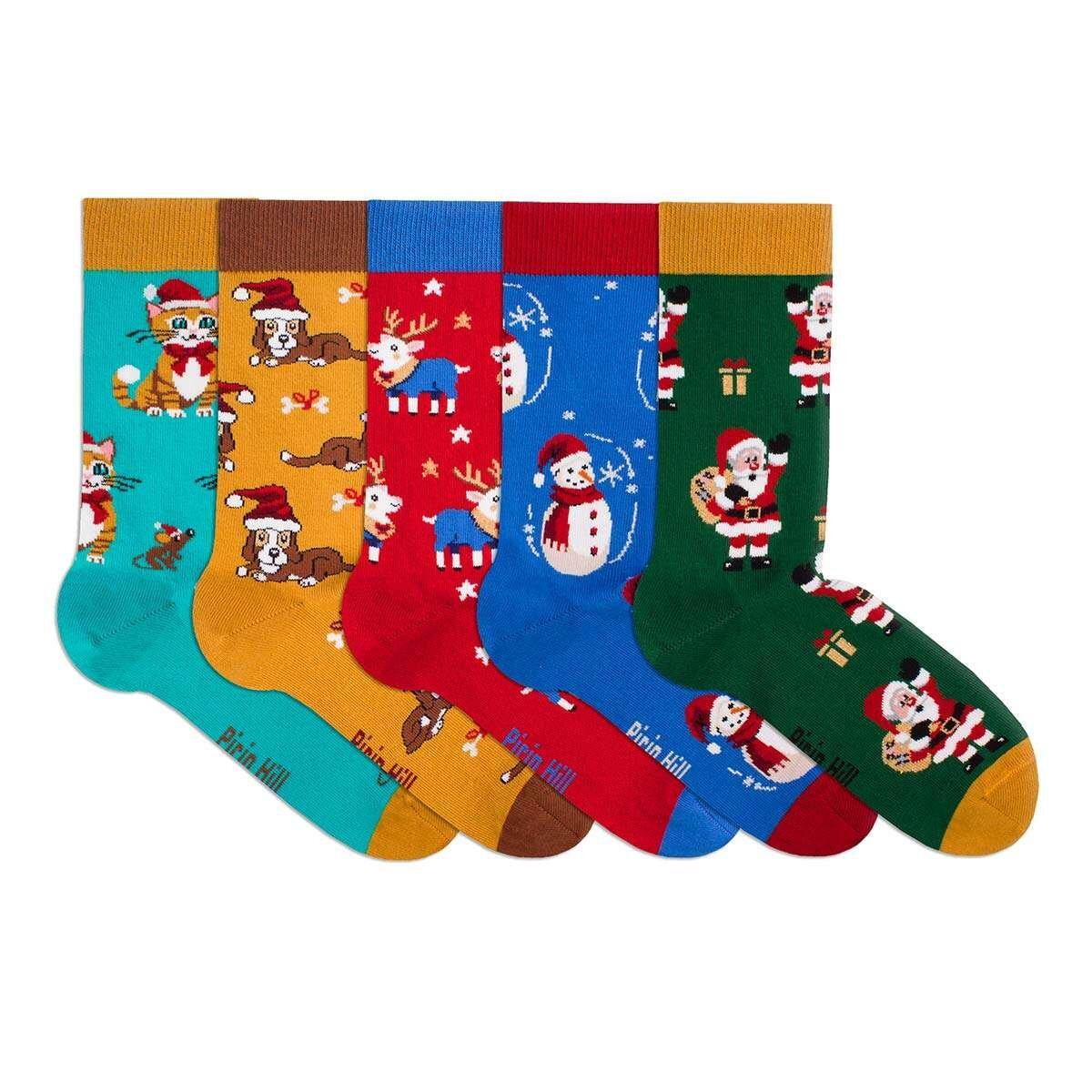 Set 5 perechi de sosete bumbac de craciun Colour Cotton Wintertime