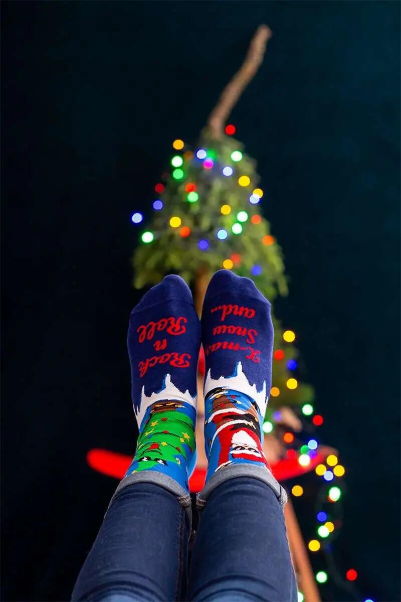 Arty Socks Santa Rocker karácsonyi bio pamut zokni - Kék 3/4