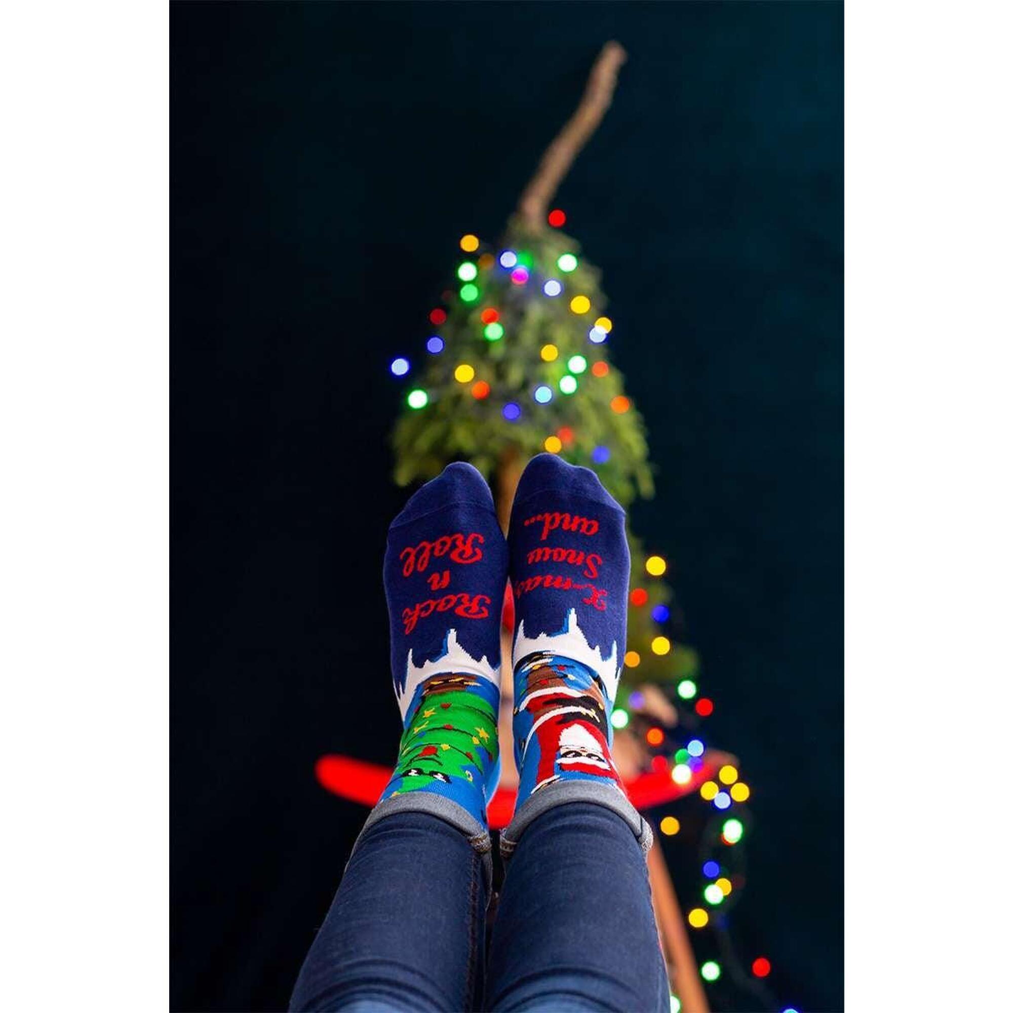 Șosete din bumbac de Crăciun Arty Socks Santa Rocker - Albastru