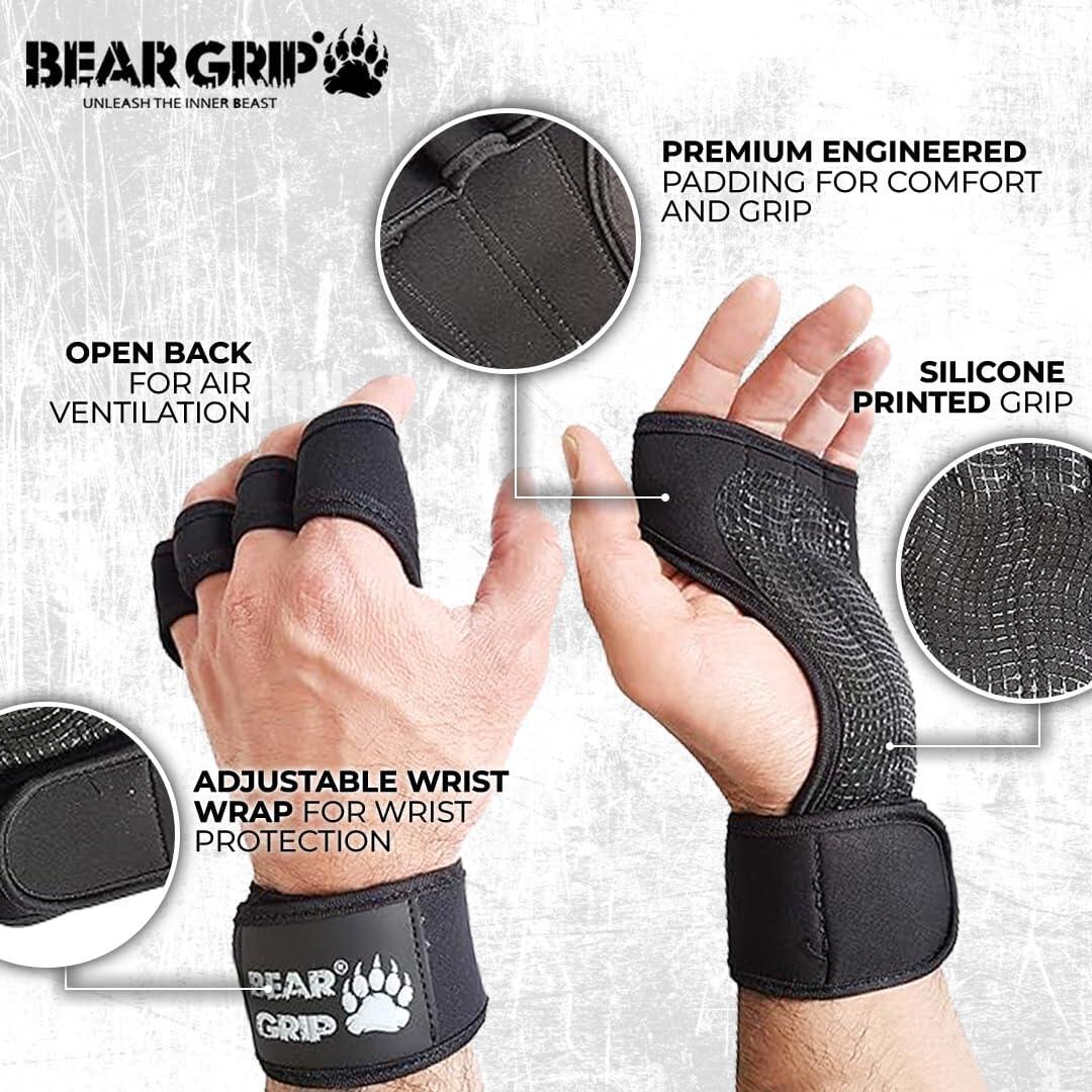 Bear Grip Grip Gloves For Working Out Gel-Padded Lifting Gloves
