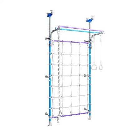 Kinder Sport Kletternetz Sprossenwand mit Klimmzugstange Wallbarz Nets Blau