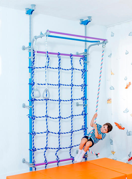 Enfants Sport Filet de grimpe avec barre de traction Wallbarz Nets Bleu 2/7