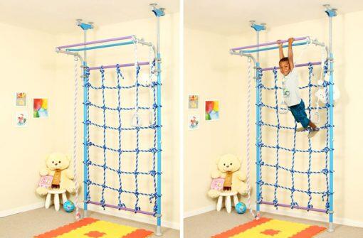 Enfants Sport Filet de grimpe avec barre de traction Wallbarz Nets Bleu 5/7