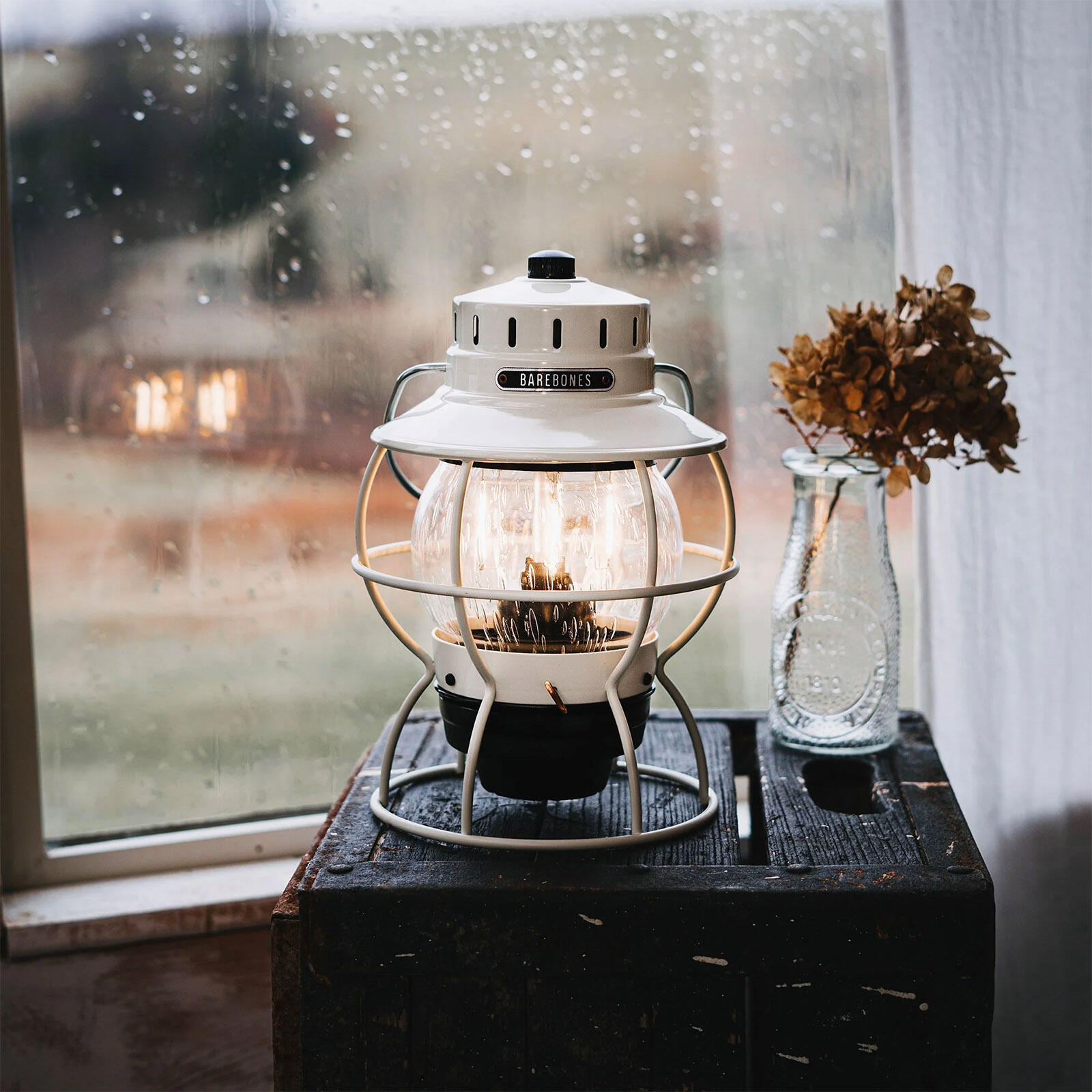 Camping Laterne Railroad Retro Lampe Dimmbar Metall Glas USB Akku LED 5/7