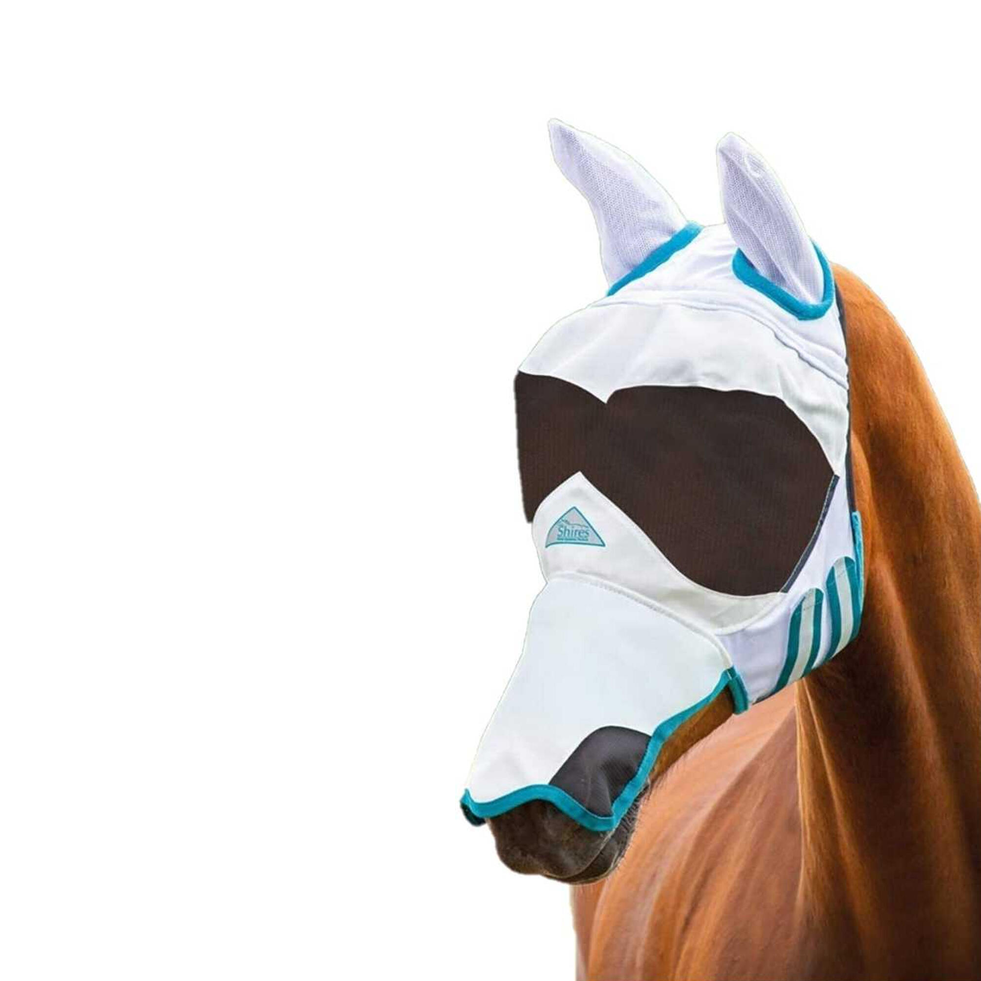 Protezione Solare Maschera Antimosche Per Cavallo Shires Ultra Pro Bianco 2/2