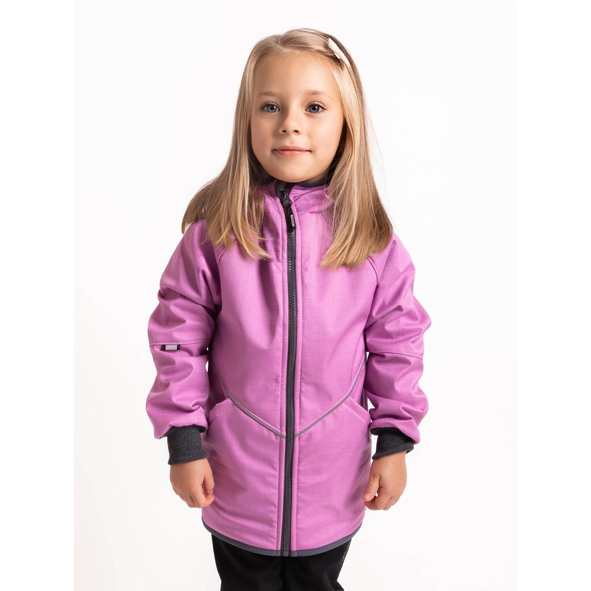 UNUO Dětská softshellová bunda s beránkem, Fialová
