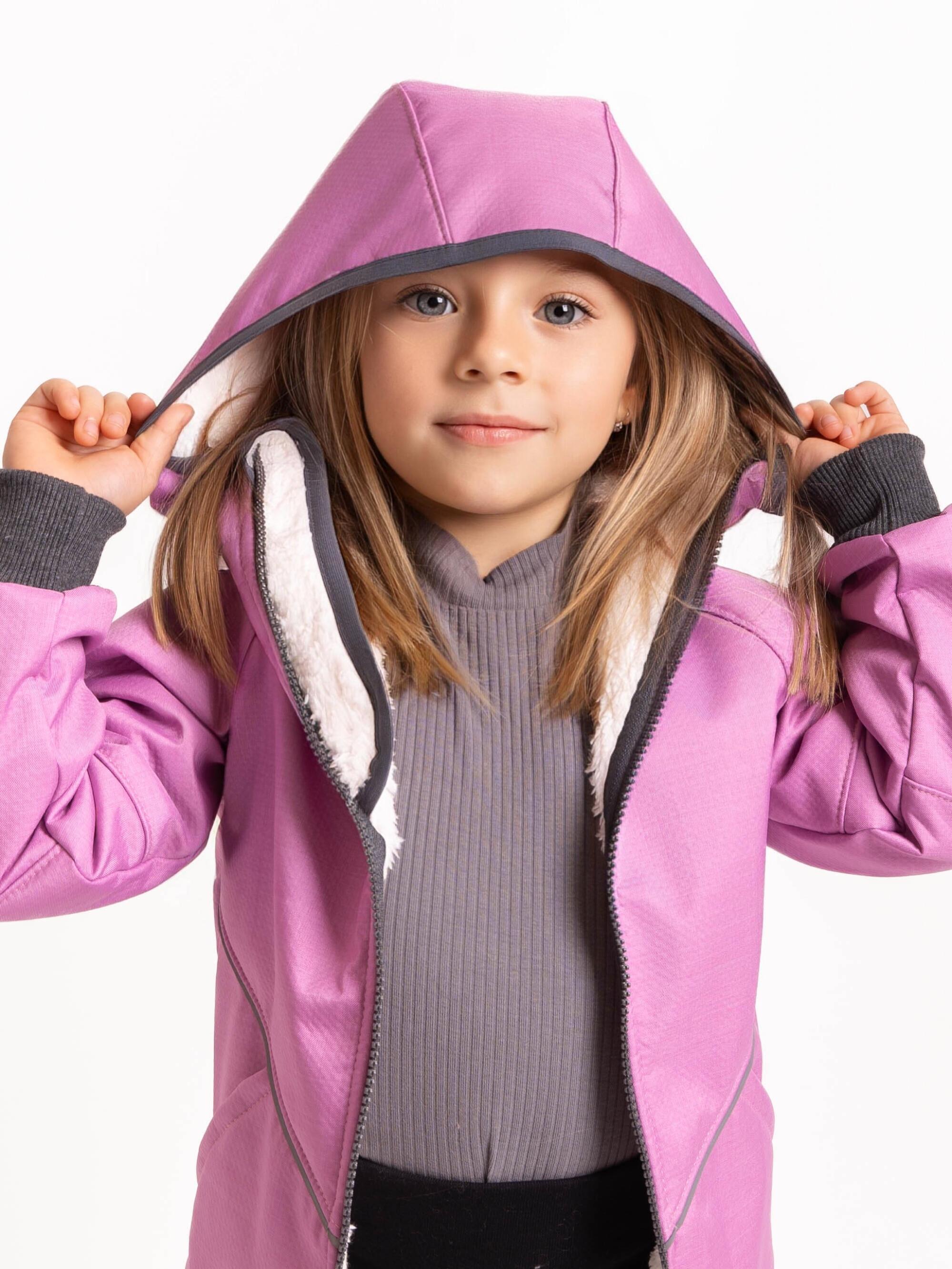 Softshell-Jacke mit Teddyfutter für Kinder, Violett 3/7