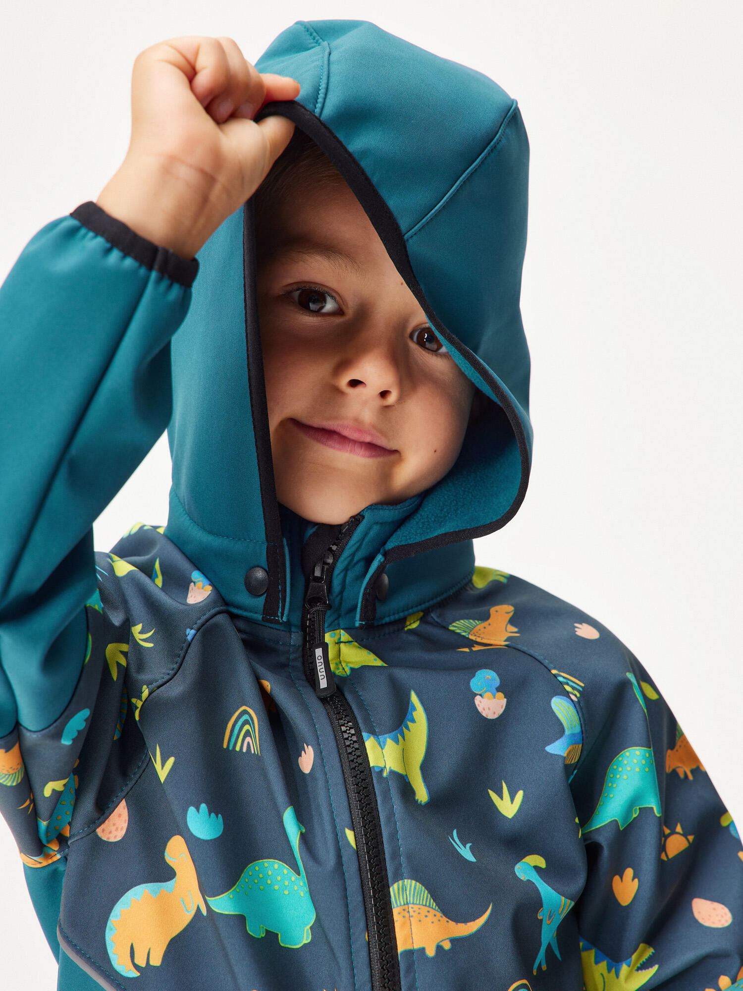 Softshell-Jacke mit Fleece für Kinder Slim, Kobalt, Dinosaurier 5/6