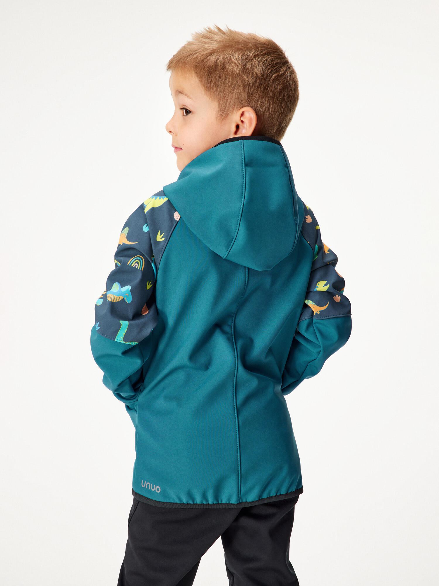 Softshell-Jacke mit Fleece für Kinder Slim, Kobalt, Dinosaurier 3/6