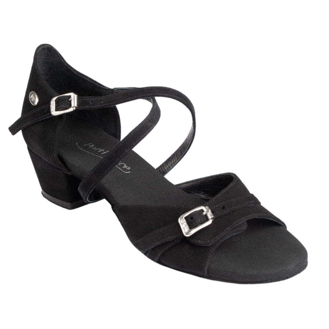 PD636 Premium Tanzschuhe in Black Nubuck - 3.0 cm block 3/4