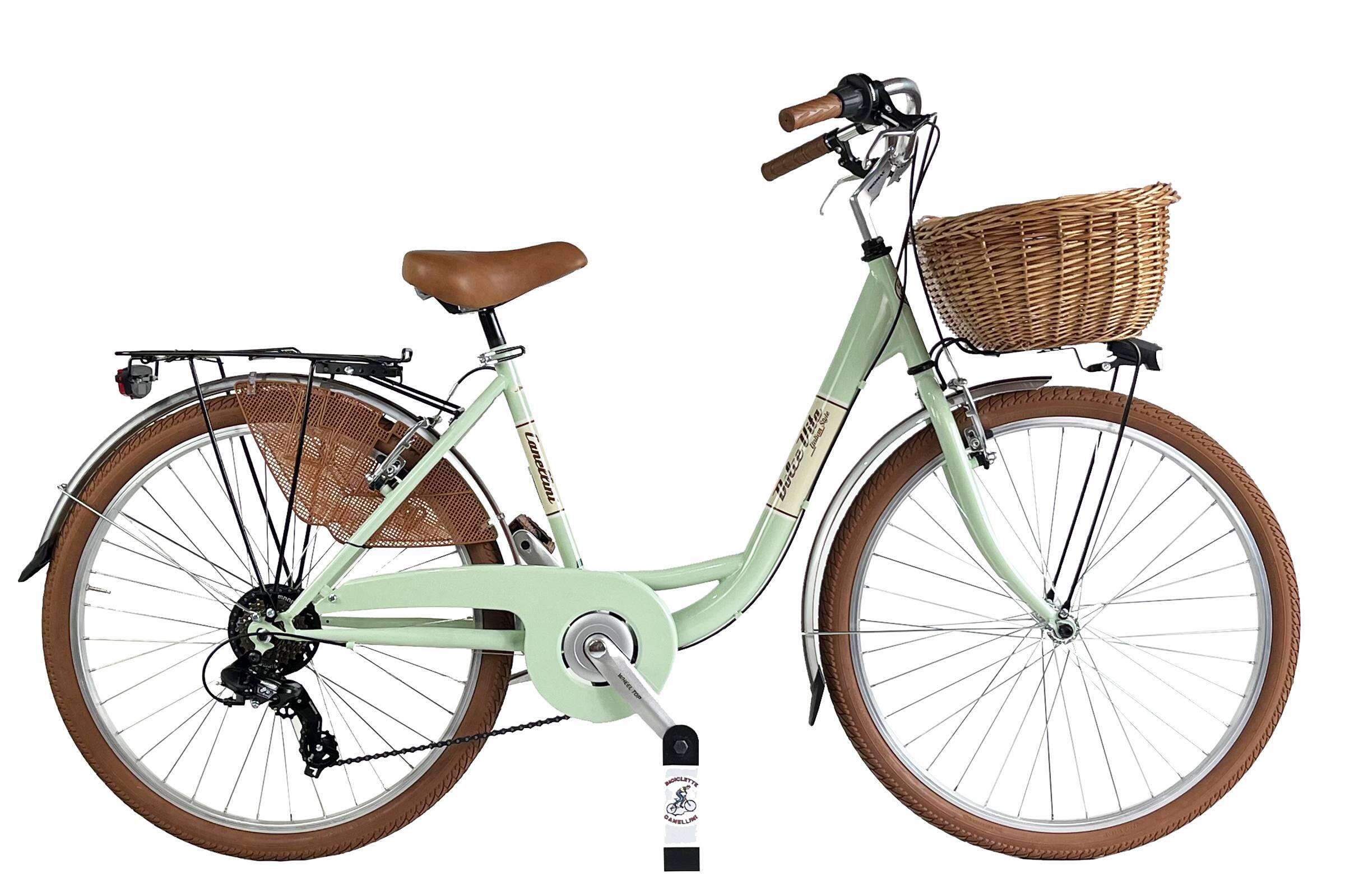 CANELLINI Stadtfahrrad Dolce Vita by Canellini Venere 26" mit Korb - Hellgrün