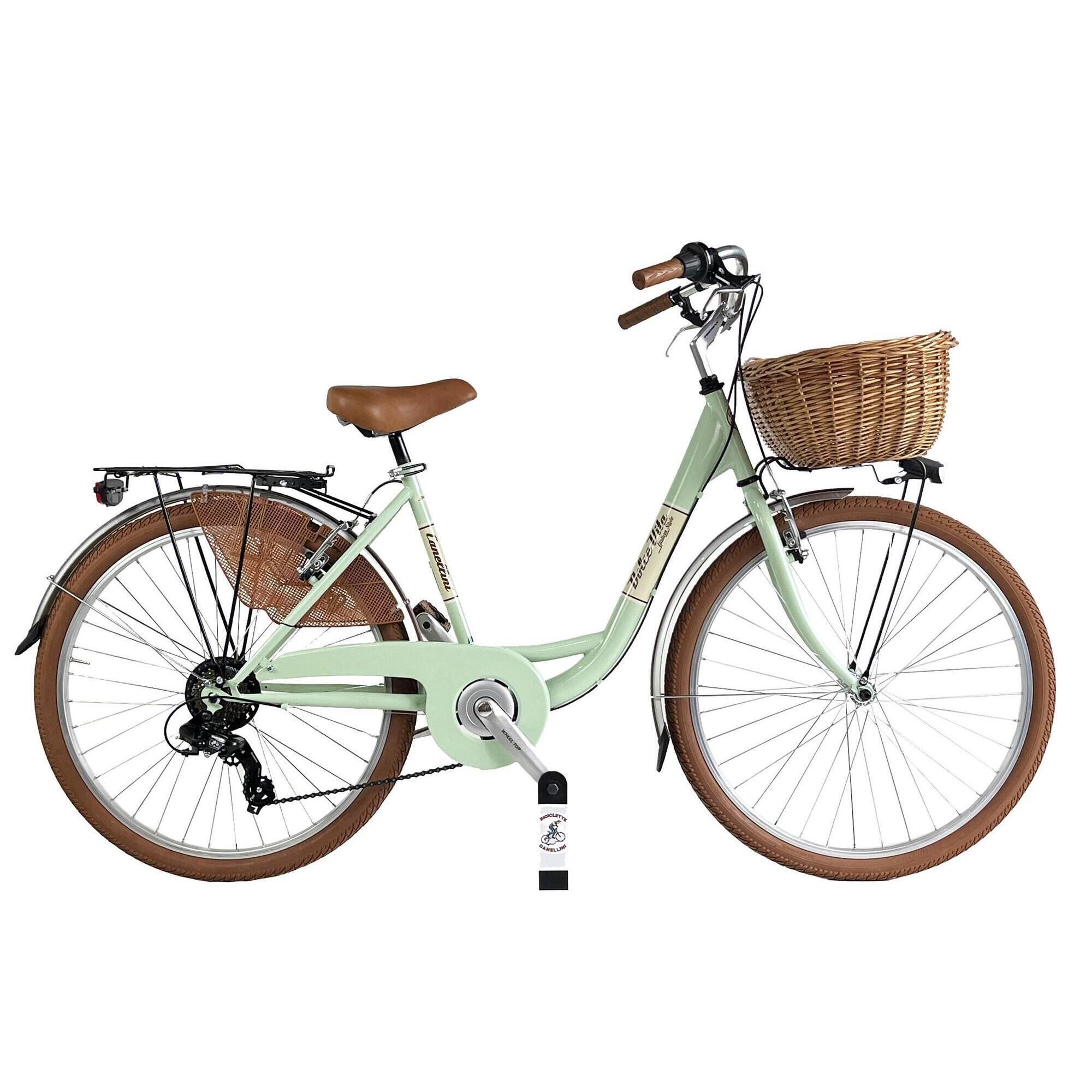 Rower miejski Dolce Vita by Canellini VENERE 26"  z koszykiem - Jasnozielony