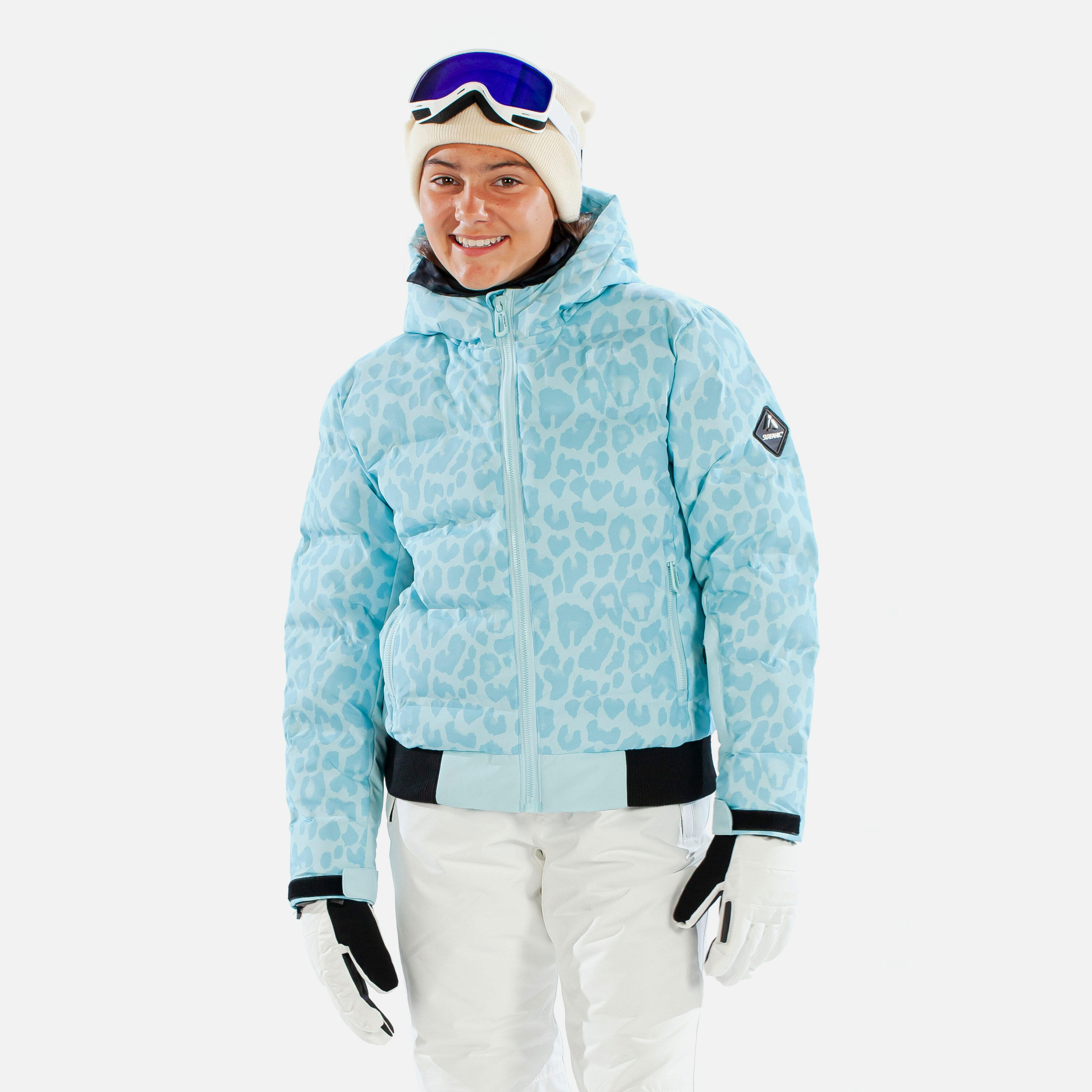 SURFANIC Venice Leopard Girls Ski Jacket Clearwater Blue