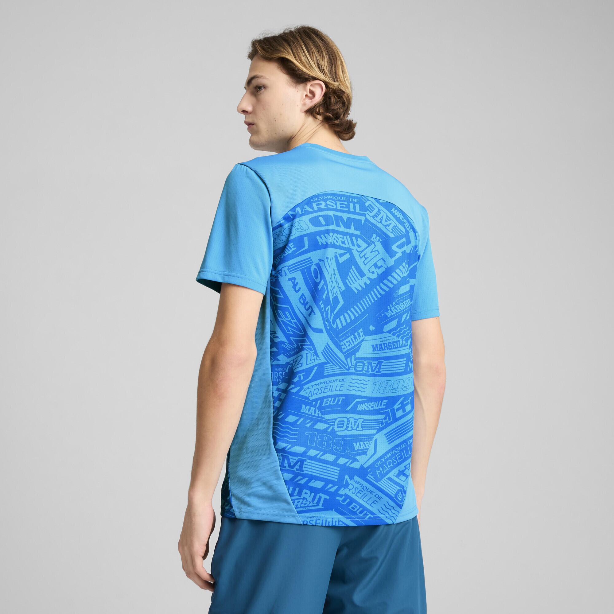 Olympique de Marseille prematch-shirt voor heren PUMA Bleu Azur Frosted Dew Blue 5/7