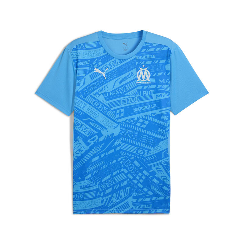 Olympique de Marseille Pre–match Jersey Men PUMA Bleu Azur Frosted Dew Blue