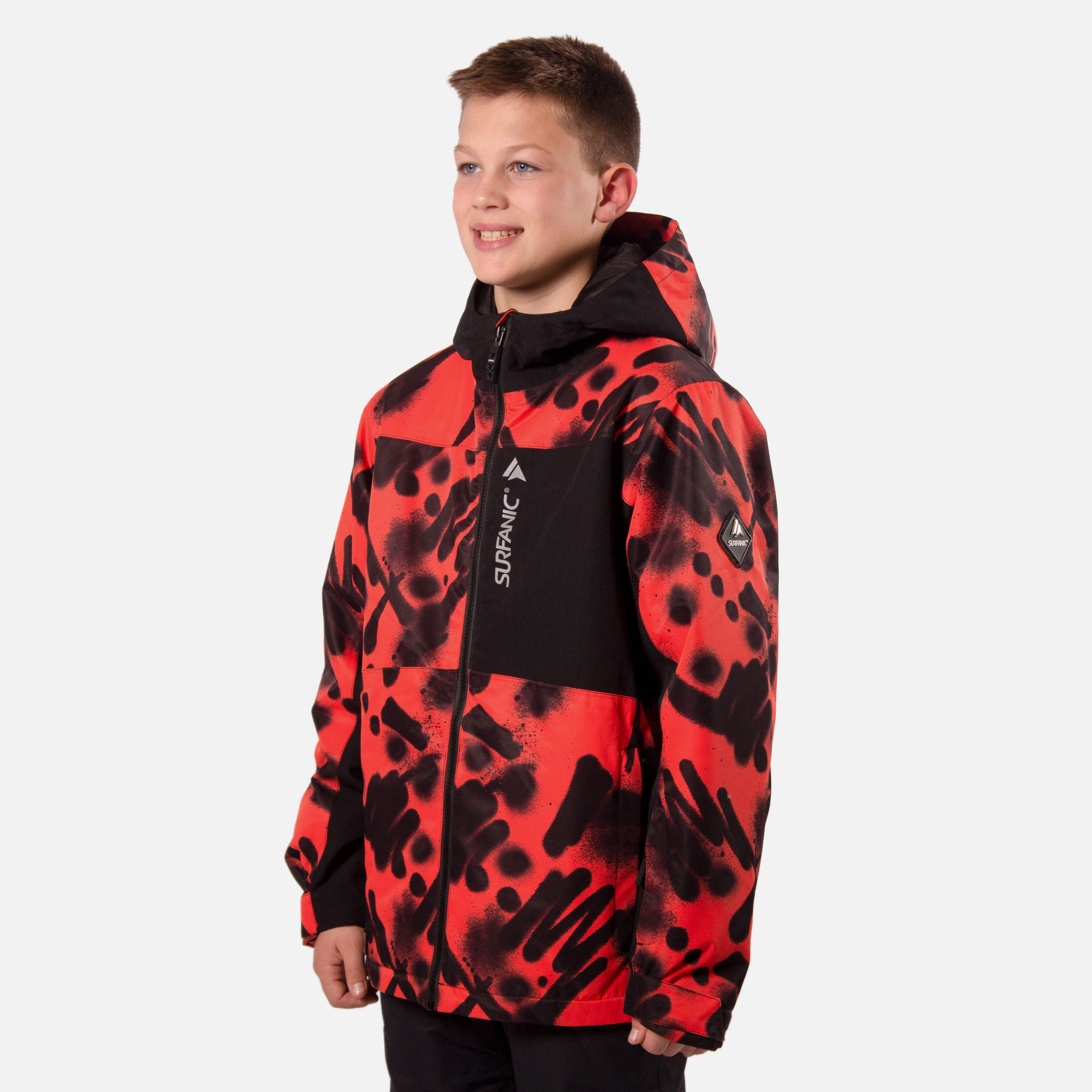 SURFANIC Misfit Vandal Print Boys Ski Jacket Orange