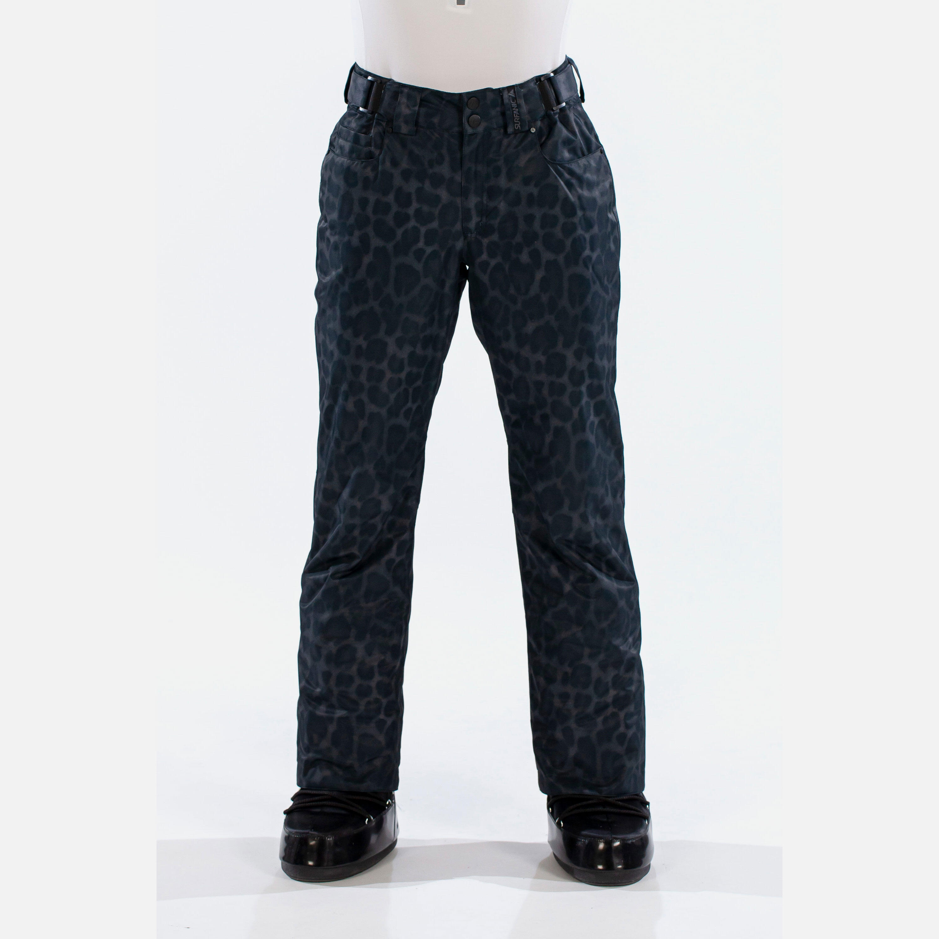 Spodnie Snowboardowe Damskie SURFANIC STX 10.000 Glow Jaguar Czarne Wodoodporne 2/7