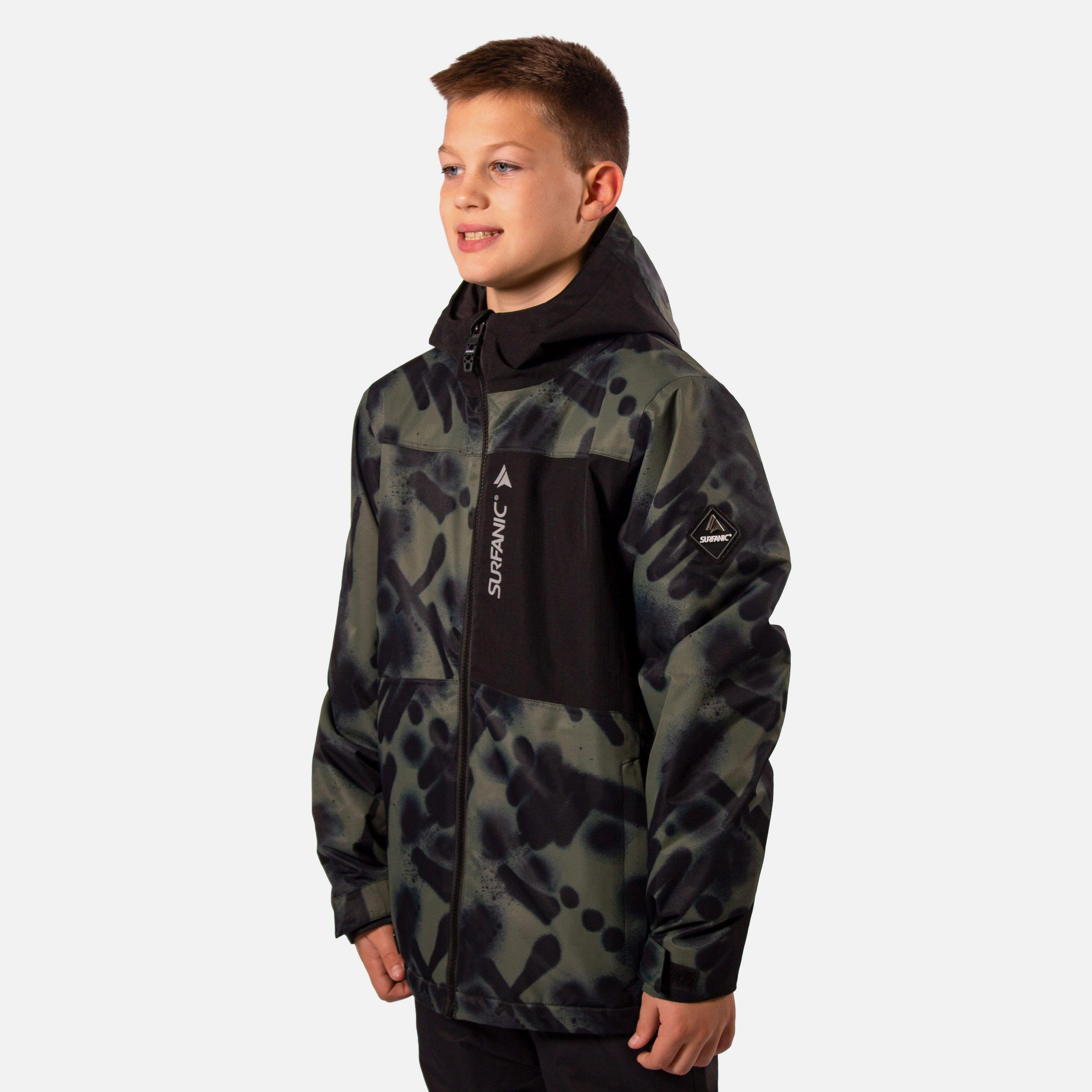 SURFANIC Misfit Vandal Print Boys Ski Jacket Dark Khaki