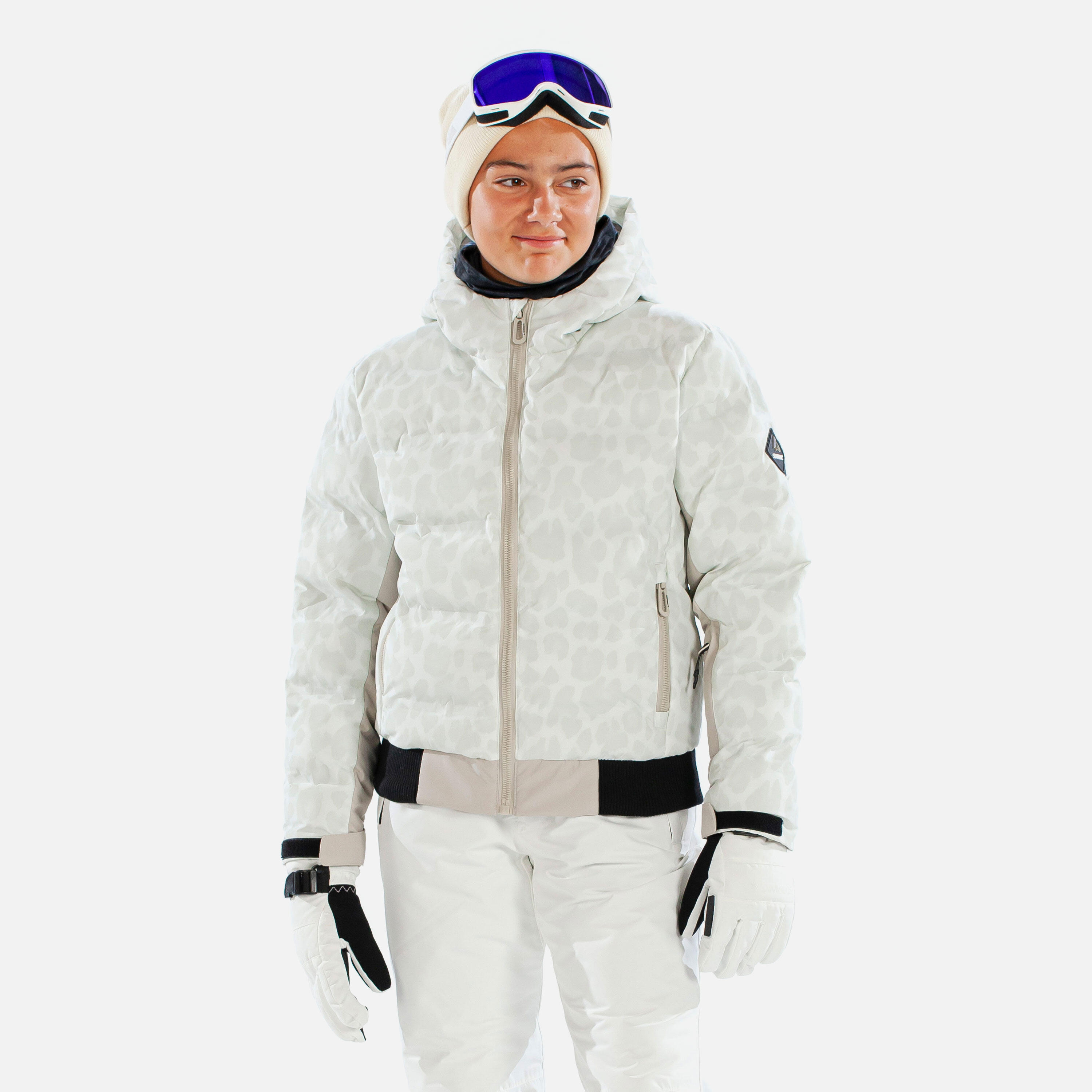SURFANIC Venice Leopard Girls Ski Jacket White
