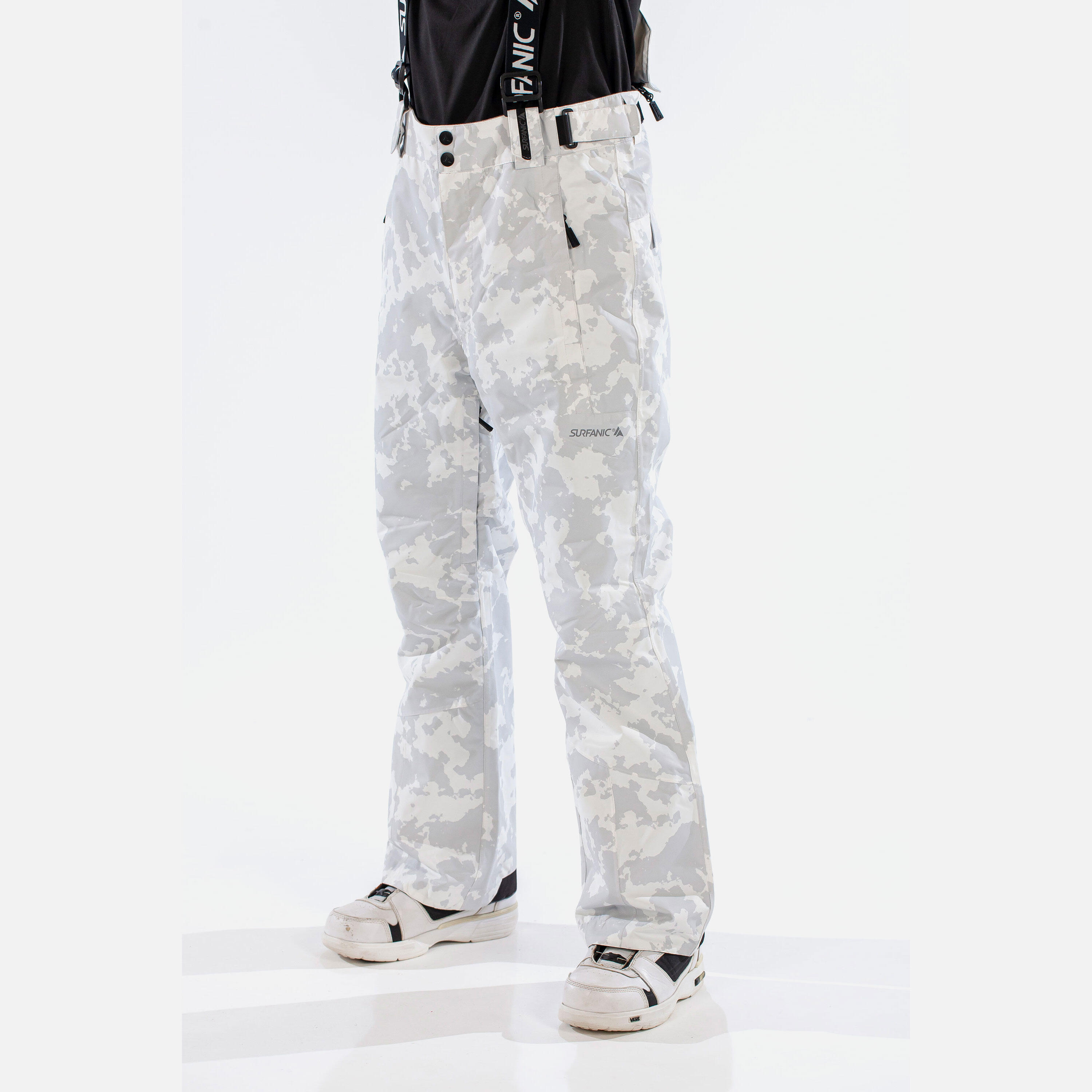 SURFANIC Comrade Map Mens Ski Pant White