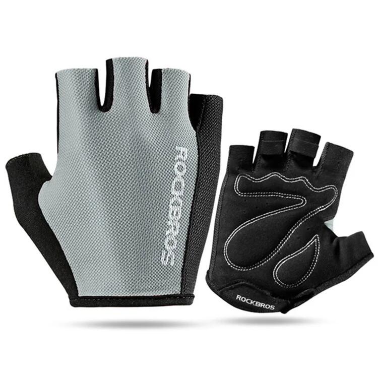 ROCKBROS Luvas de ciclismo de dedos curtos, antiderrapantes e com absorção de impacto