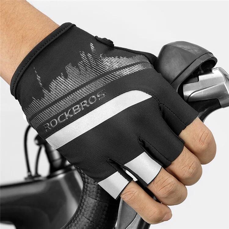 Par de guantes de bicicleta de dedos cortos con tiras reflectantes 5/7