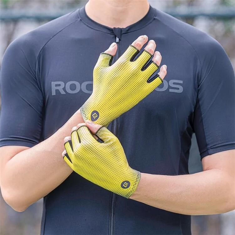 Paire de gants de vélo demi-doigts unisexe antidérapants