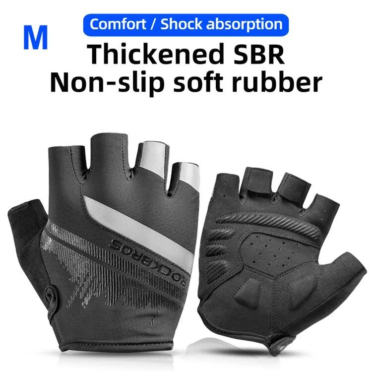 Par de guantes de bicicleta de dedos cortos con tiras reflectantes 2/7