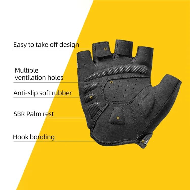 Par de guantes de bicicleta de dedos cortos con tiras reflectantes 7/7