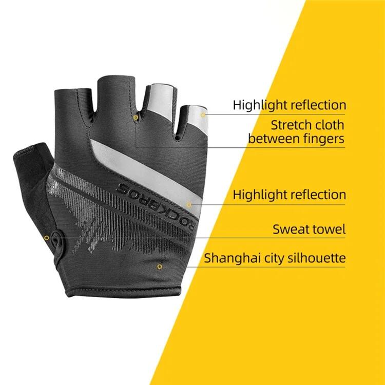 Par de guantes de bicicleta de dedos cortos con tiras reflectantes 6/7