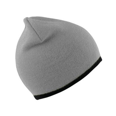 Unisex reversible fashion fit winter beanie hat (grijs/zwart)