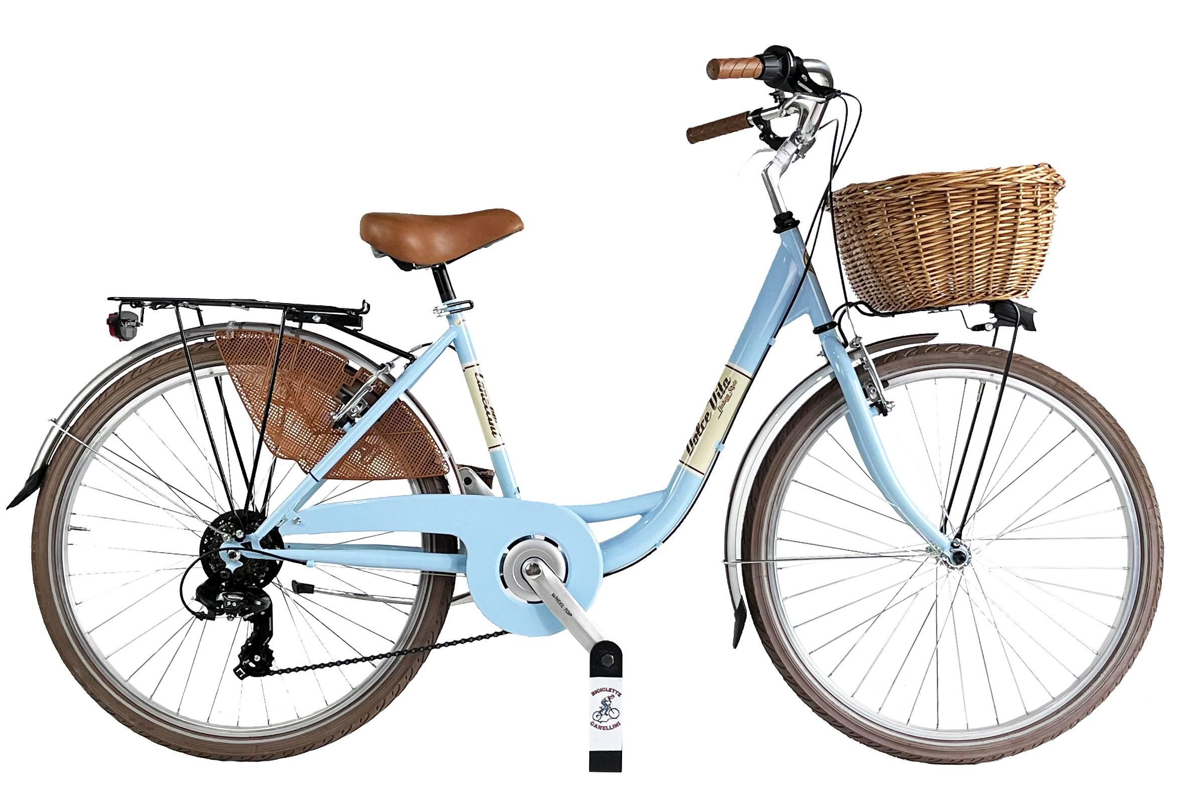 CANELLINI Stadtfahrrad Dolce Vita by Canellini Venere 26" mit Korb - Hellblau