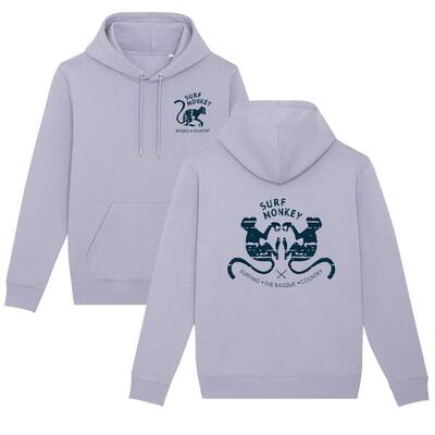 Sweatshirt van biologisch katoen - 2 apen - met capuchon / volwassene (lila)