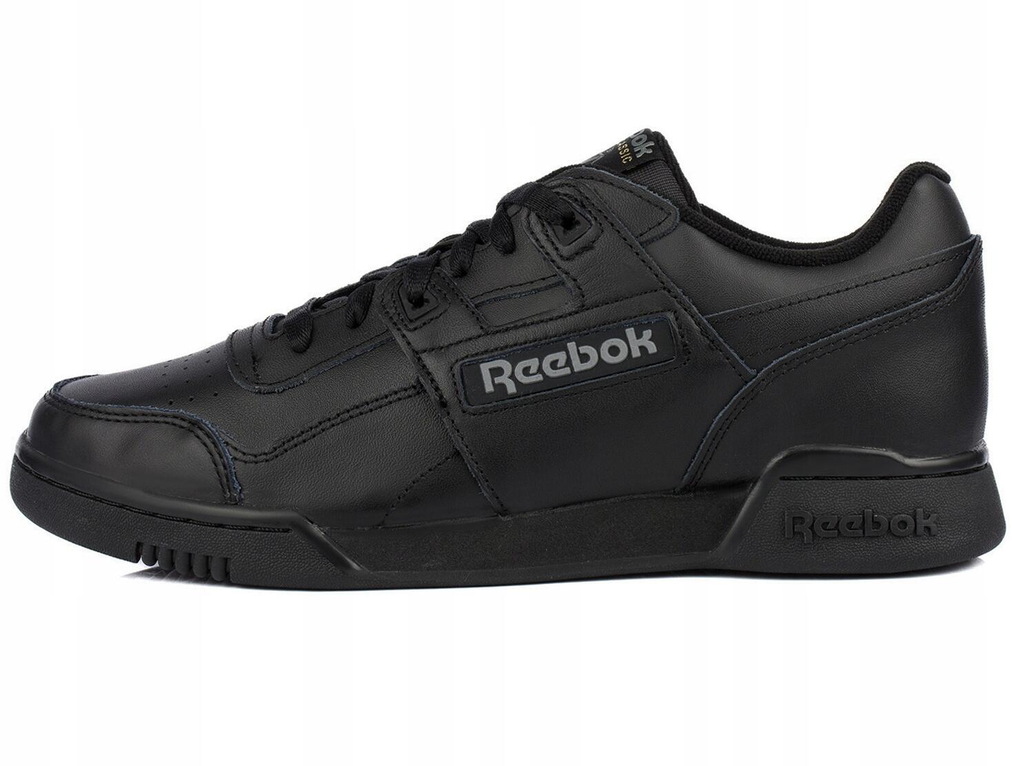 Męskie buty sportowe sneakersy skórzane czarne REEBOK WORKOUT PLUS 2/7