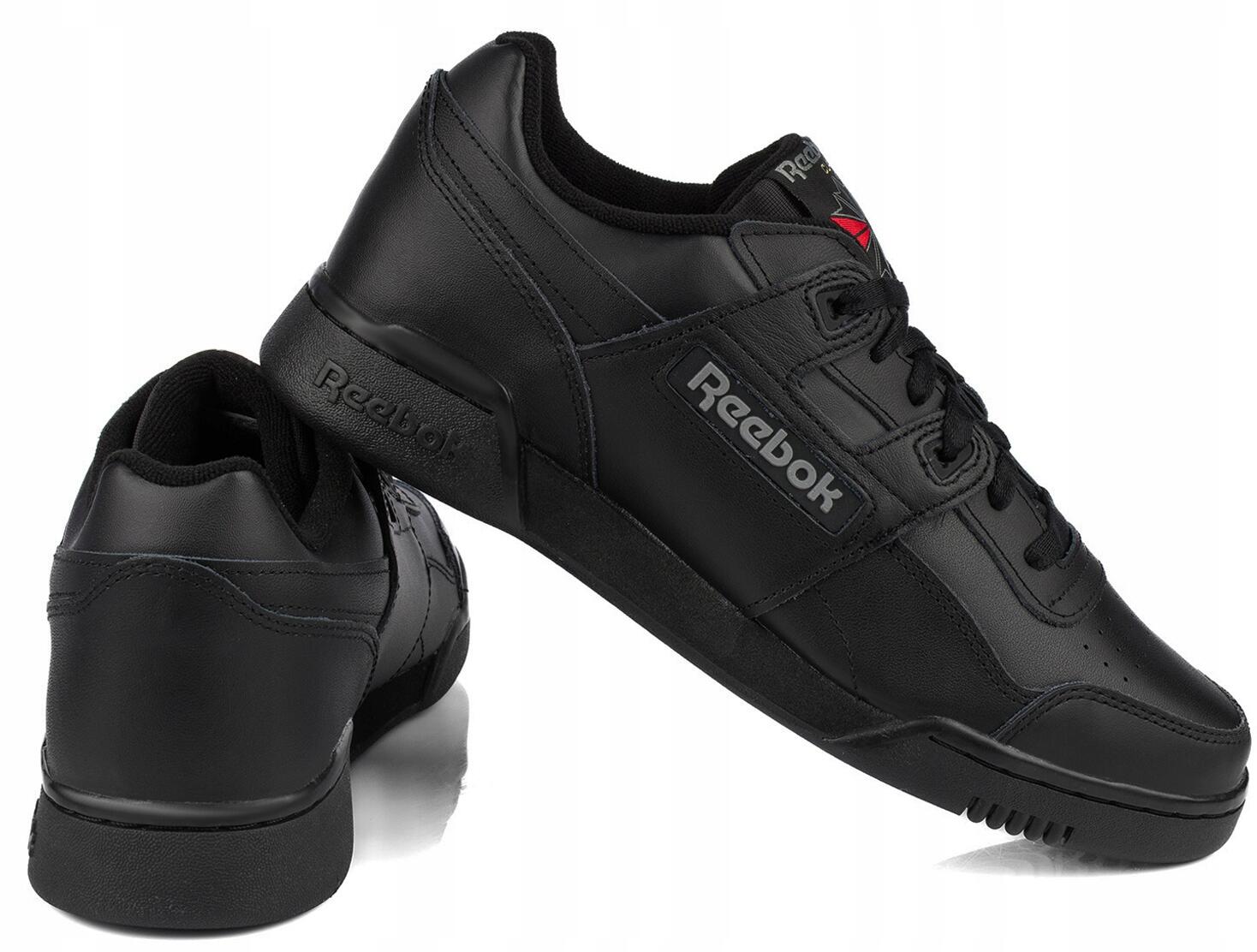 Męskie buty sportowe sneakersy skórzane czarne REEBOK WORKOUT PLUS 6/7