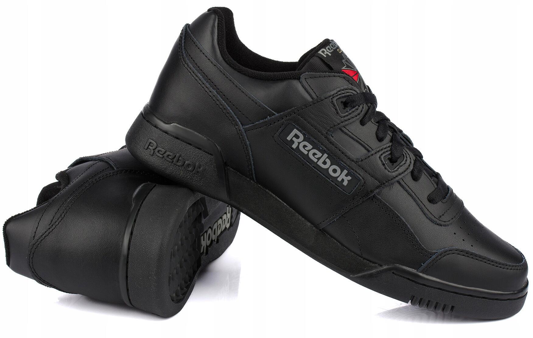 Męskie buty sportowe sneakersy skórzane czarne REEBOK WORKOUT PLUS 5/7