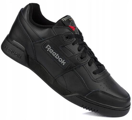 Męskie buty sportowe sneakersy skórzane czarne REEBOK WORKOUT PLUS