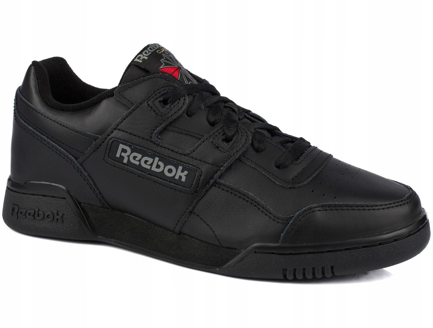 Męskie buty sportowe sneakersy skórzane czarne REEBOK WORKOUT PLUS 4/7