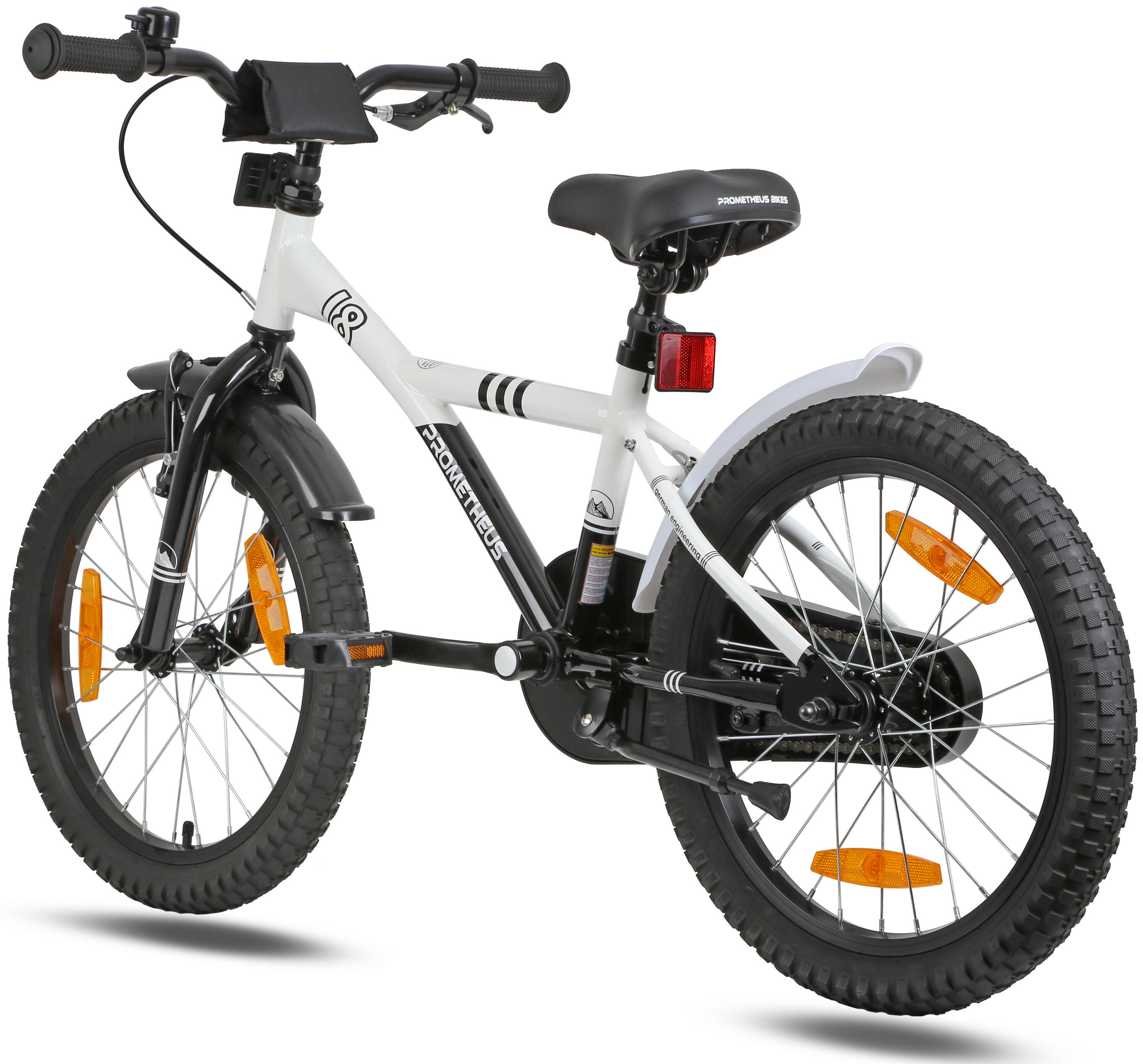 Vélo enfant 18 pouces dès 5 ans Blanc-Noir – rétropédalage & V-Brake 5/7