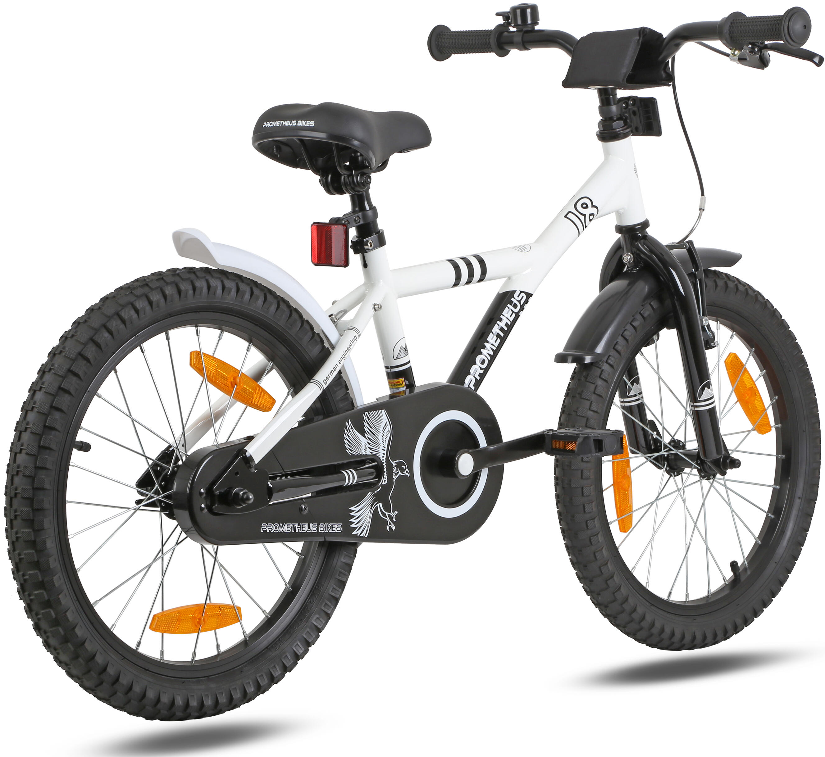 Vélo enfant 18 pouces dès 5 ans Blanc-Noir – rétropédalage & V-Brake 4/7