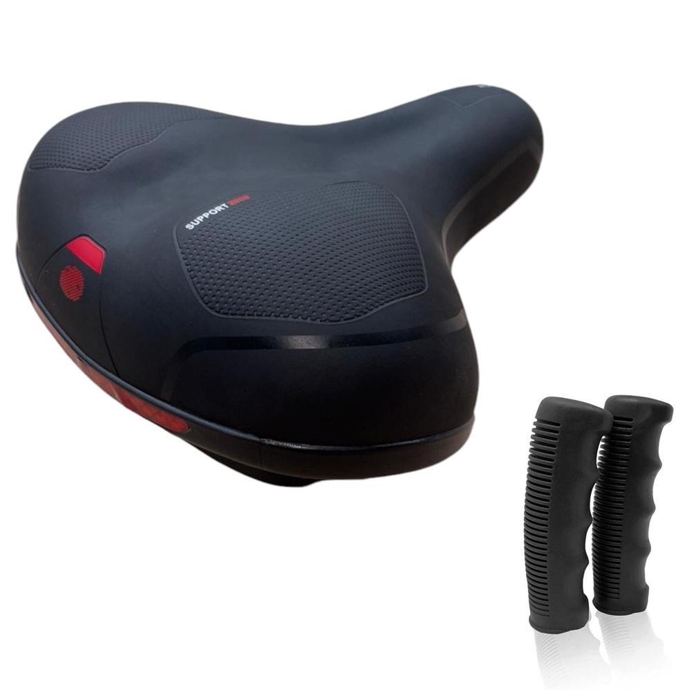 MADICKS SELLA NERA PER BICI CITY BIKE COMODA COMPLETA DI MORSETTO + COPPIA MANOPOLE