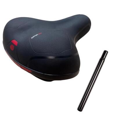 SELLA NERA BLACK PER BICI CITY BIKE CONFORT COMODA UNISEX + TUBO SELLA NERO