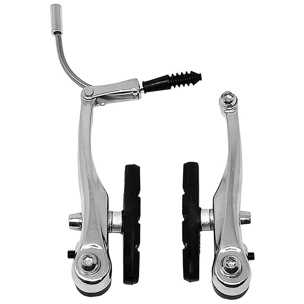 MADICKS COPPIA FRENI V-BRAKE PER BICI UNIVERSALE  ALLUMINIO CROMATO PINZA CON PATTINI