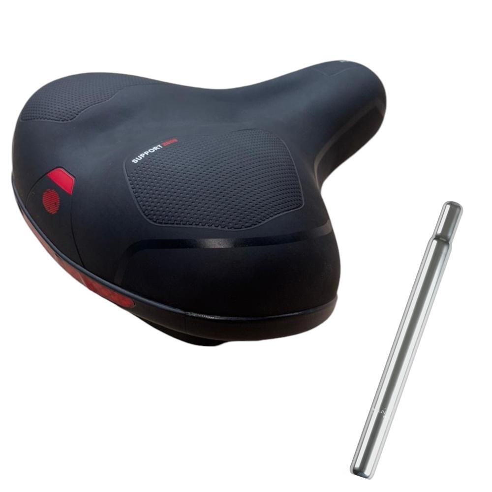 MADICKS SELLA NERA BLACK PER BICI CITY BIKE CONFORT COMODA UNISEX + TUBO SELLA CROMATO