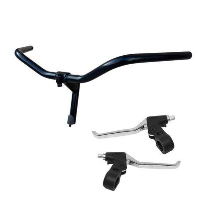 MANUBRIO BICI ACCIAIO NERO BICICLETTA CITY BIKE 600L CITY BIKE + LEVE FRENO